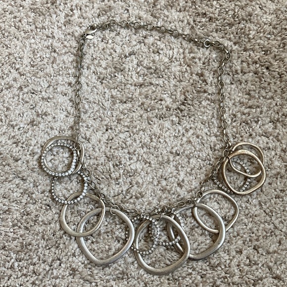 Silver statement, necklace with rhinestones - Picture 1 of 3